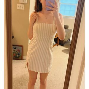 Others Follow Mini Dress Striped Tan Sundress Summer Women Size XS